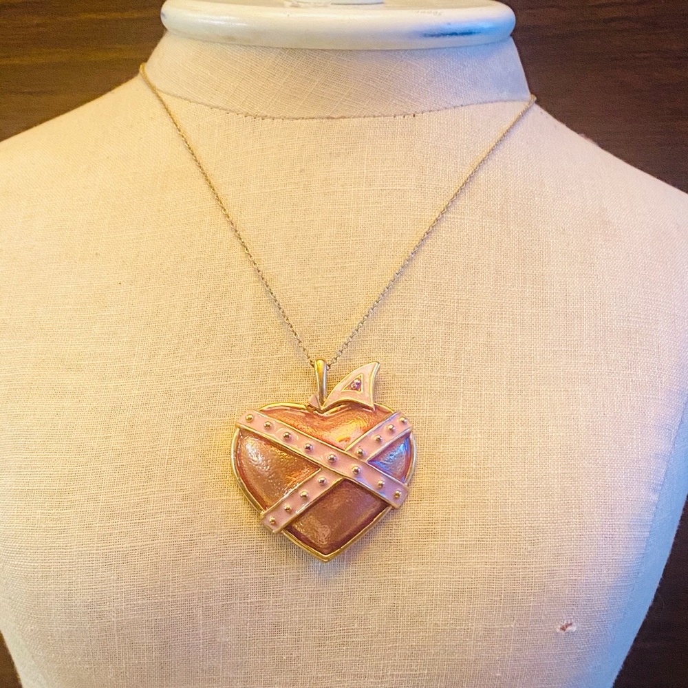 Roland Pink Heart Pendant Necklace